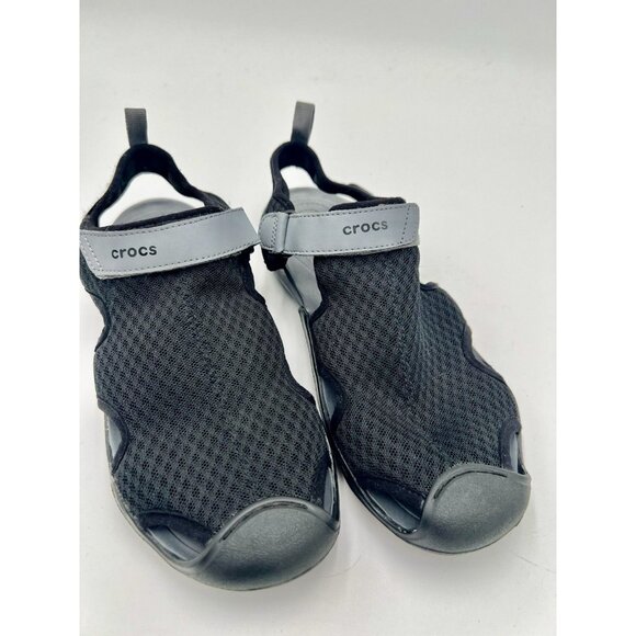 CROCS Swiftwater Mesh Deck Sandal Women Size 9 Black Gray Beach Resort - Picture 3 of 12